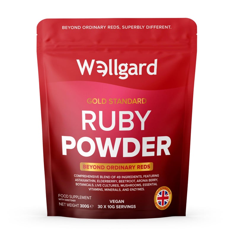 Wellgard Super Reds Powder, Ruby Powder, Vitamins, Minerals, Fruits, Botanicals, Fibre, Live Cultures, 300g